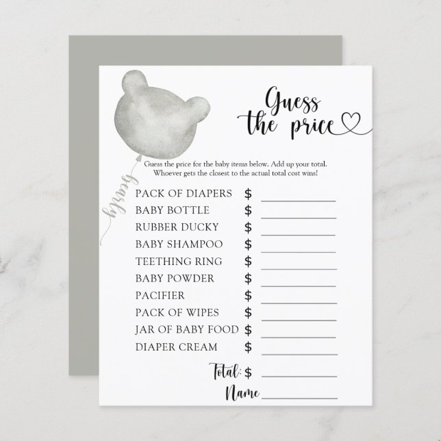 Bär den Preis! Spiel (Vorne/Hinten)