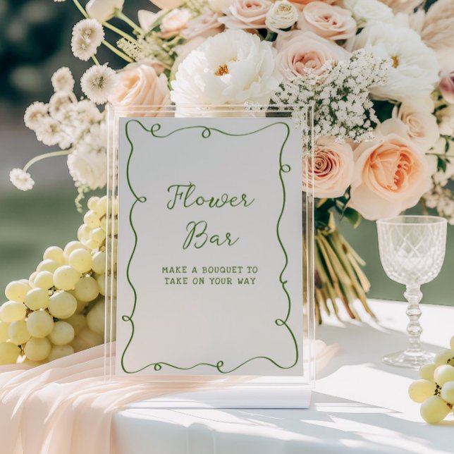 Bar der handgezeichneten grünen Rahmen-Blume Poster (Von Creator hochgeladen)