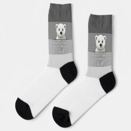 Bär, der über die Wand schaut, Gray Shades Socken