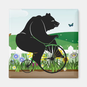 Bär, der Vintages Fahrrad reitet Magnet