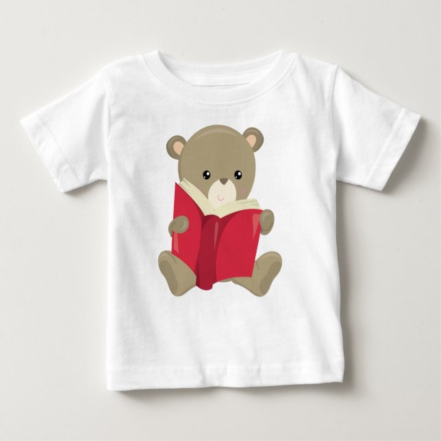 Bär, der zur Schule geht, Niedlicher Bär, brauner  Baby T-shirt (Vorderseite)