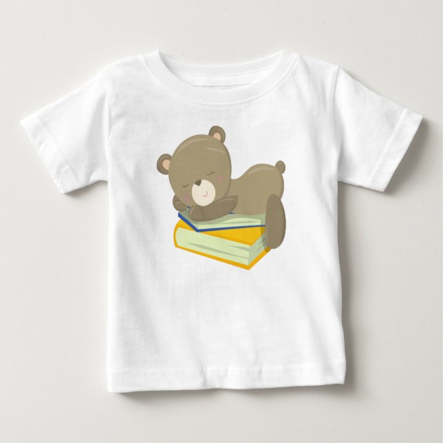 Bär, der zur Schule geht, Niedlicher Bär, Schlafbä Baby T-shirt (Vorderseite)