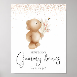 Bär & Die Biene   Wie viele? Babyshower-Spiel Poster