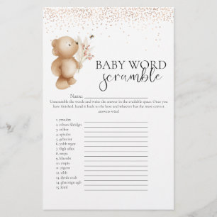 Bär & Die Biene 'Wortverwirrung' Babyshower-Spiel