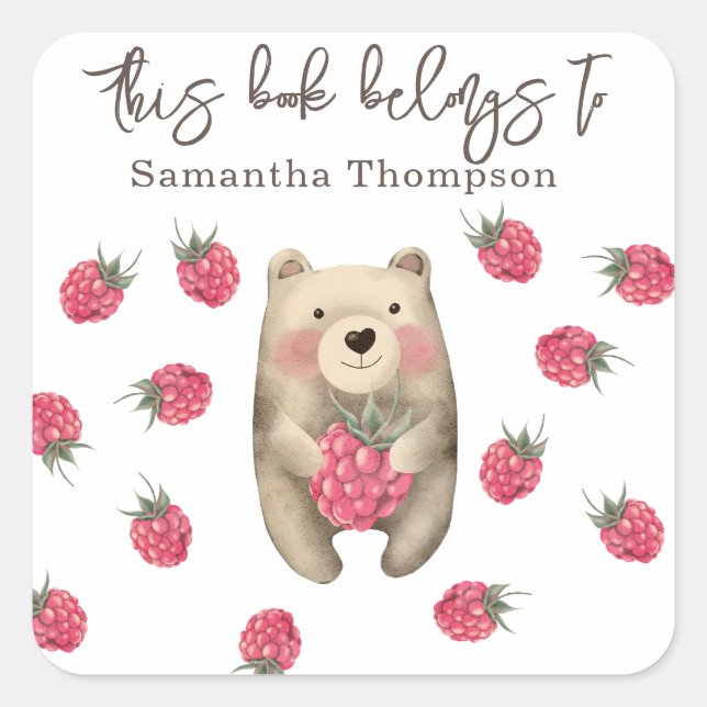 Bär - dieses Buch gehört Quadratischer Aufkleber (Vorderseite)