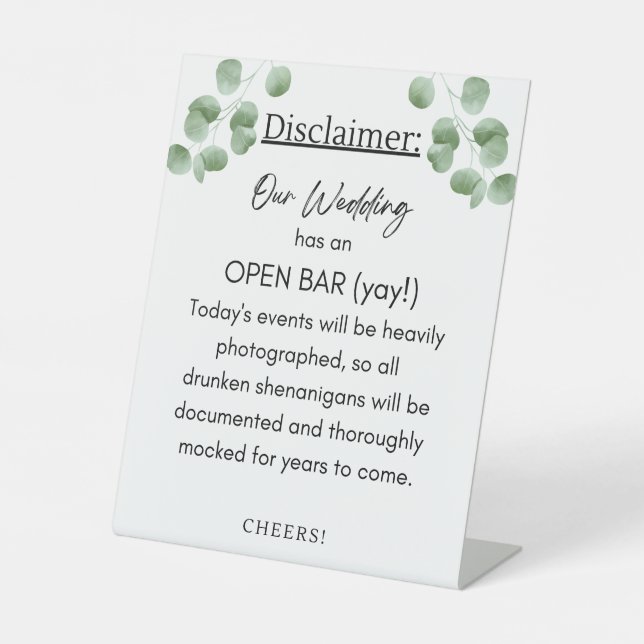 Bar Disclaimer Sockelschild (Vorderseite)