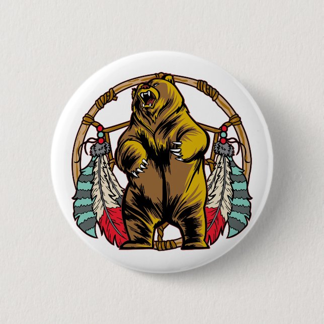 Bär Dreamcatcher Button (Vorderseite)