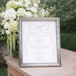 Bar Drink von Hand gezeichneter Bow Weiß und Grün Poster