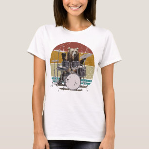 Bär Drumhersteller spielt Trommeln Frauen T-Shirt
