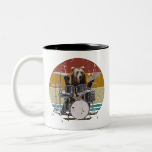 Bär Drummler spielt Schlagzeug Zweifarbige Tasse