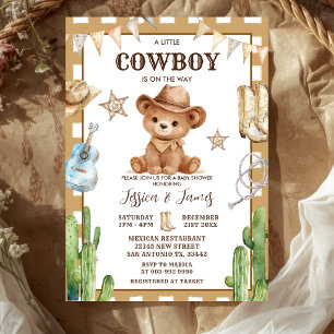 Bär Ein kleiner Cowboy ist auf dem Weg Baby-Party Einladung
