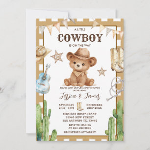 Bär Ein kleiner Cowboy ist auf dem Weg Baby-Party Einladung