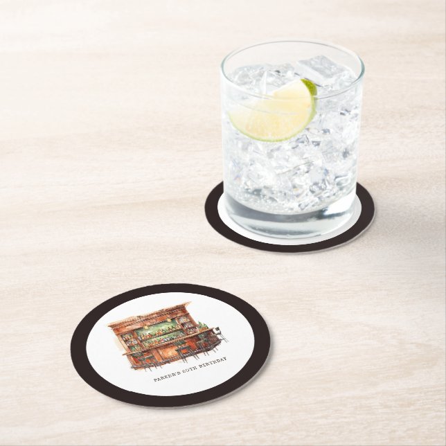 Bar Erwachsene jeden Tag Geburtstag Personalisiert Runder Pappuntersetzer (Vor Ort)