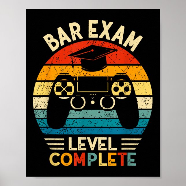 Bar Exam Level Complete Funny Lawyer Law School Gr Poster (Vorne)