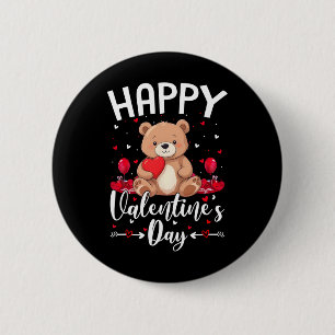 Bär Frohen Valentinstag Süßer Bär Mit Herzen V Button