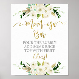 Bar für neutrale, weiße Blütenmomosa Poster