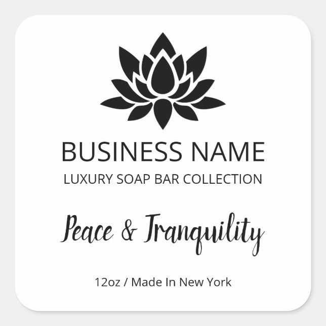 Bar für weiße Lotus-Seifen Quadratischer Aufkleber (Vorderseite)