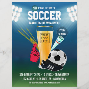 Bar-Fußball-Event-Menü Logo und Foto hinzufügen Flyer