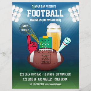 Bar-Fußball-Event-Promo-Menü Foto und Logo hinzufü Flyer