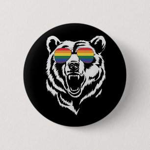 Bär Gay LGBTQ Regenbogen-Sonnenbrille Pride-Flagge Button