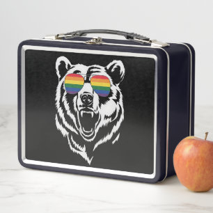 Bär Gay LGBTQ Regenbogen-Sonnenbrille Pride-Flagge Metall Brotdose