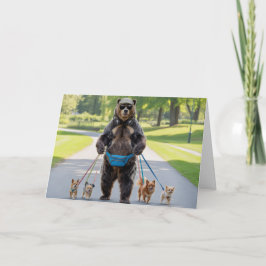 Bär geht mit dem Hund spazieren Karte