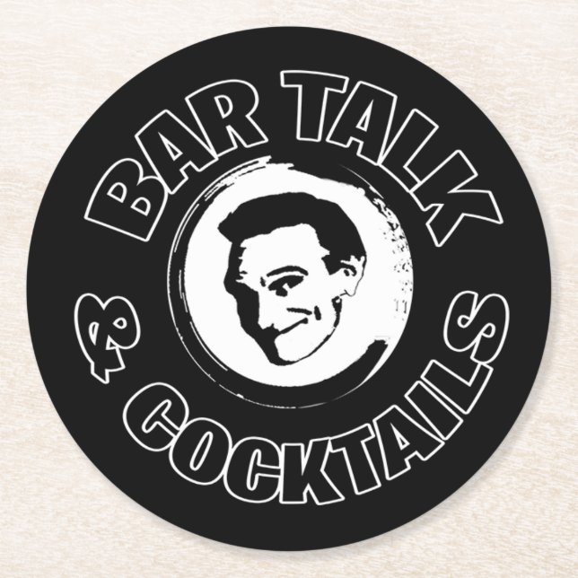 Bar-Gespräch u. Cocktail-Logo-Untersetzer Runder Pappuntersetzer (Vorderseite)