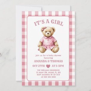 Bär-Golf-Mädchen-Baby-Shower-Einladung Einladung
