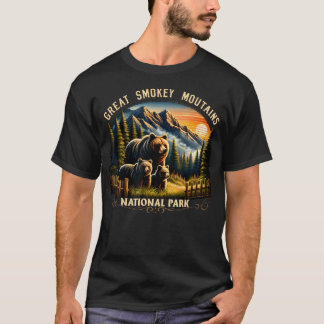 Bär Great Smokey Mountains Nationalpark Schwarz T-Shirt