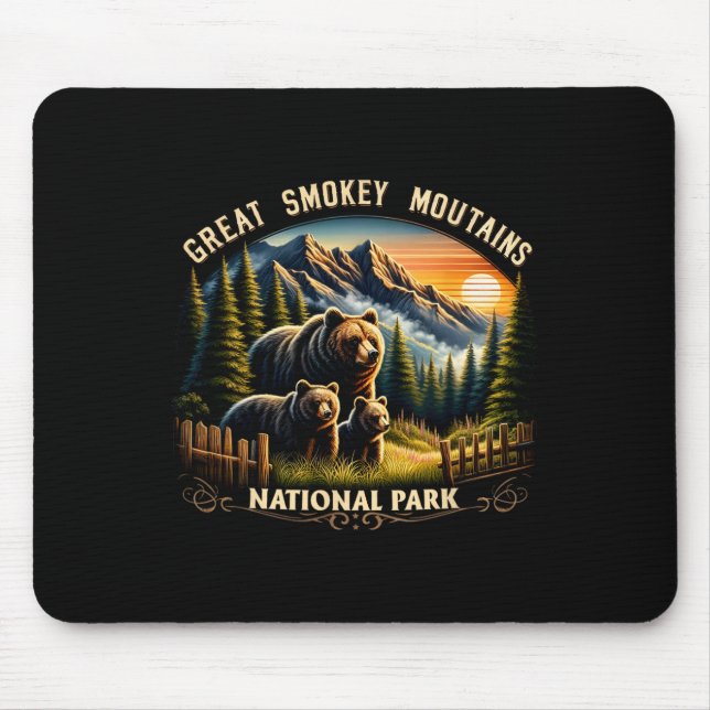 Bär Great Smokey Mountains Nationalpark Schwarzer  Mousepad (Vorne)