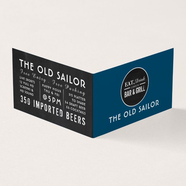 Bar & Grill-Logo, Pub/Brauerei, im Detail Visitenkarten (Vorderseite)