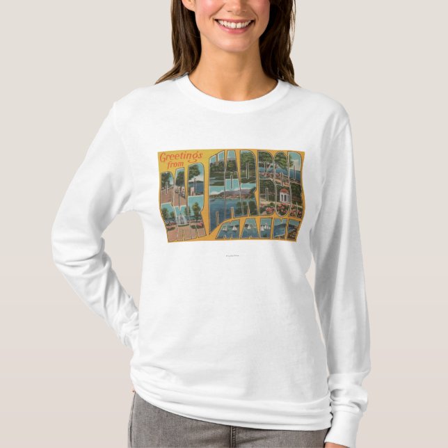 Bar-Hafen, Maine - große Buchstabe-Szenen T-Shirt (Vorderseite)