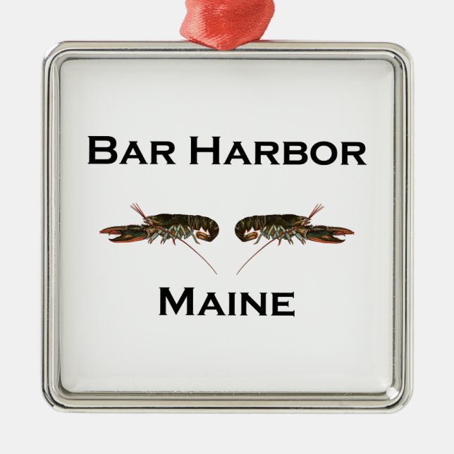 Bar-Hafen Maine Silbernes Ornament (Vorne)