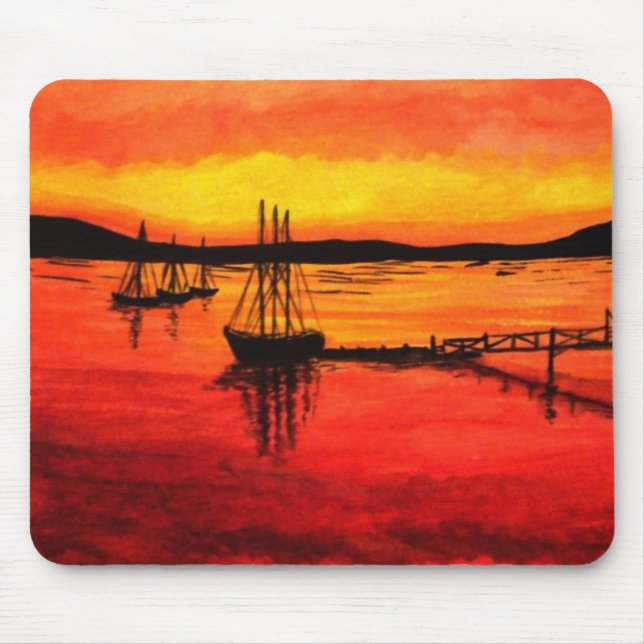Bar-Hafen-SonnenuntergangWatercolor Mousepad (Vorne)