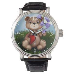 Bär hält Blumenbouquet-30926 Armbanduhr