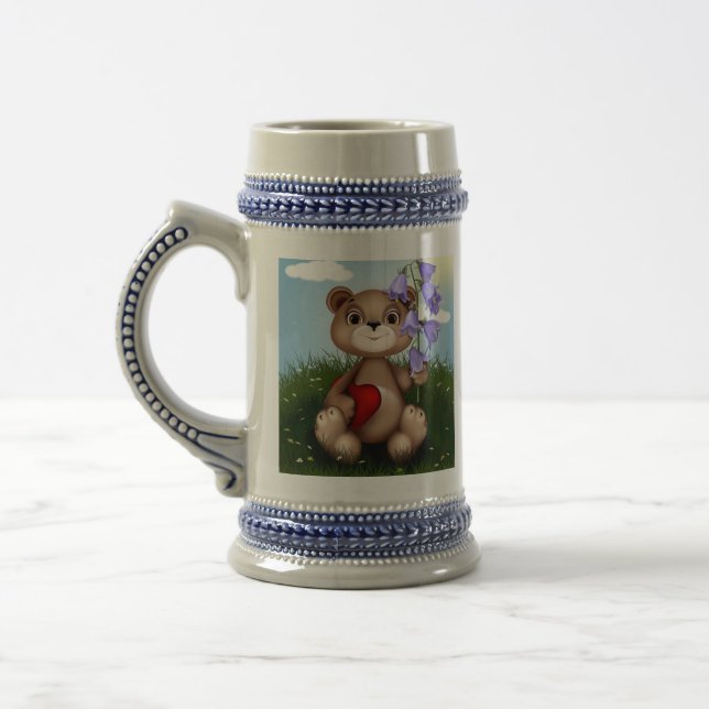 Bär hält Blumenstrauß-30926 Bierglas (Links)