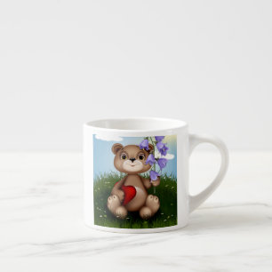 Bär hält Blumenstrauß-30926 Espressotasse