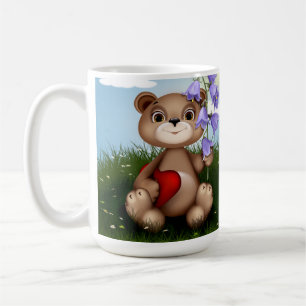 Bär hält Blumenstrauß-30926 Kaffeetasse