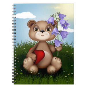 Bär hält Blumenstrauß-30926 Notizblock