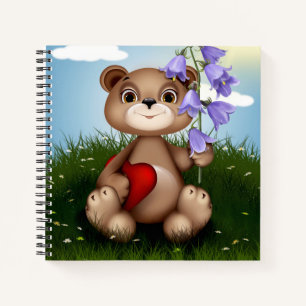 Bär hält Blumenstrauß-30926 Notizbuch
