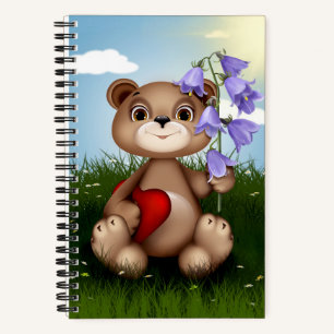 Bär hält Blumenstrauß-30926 Notizbuch