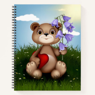 Bär hält Blumenstrauß-30926 Notizbuch