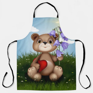 Bär hält Blumenstrauß-30926 Schürze