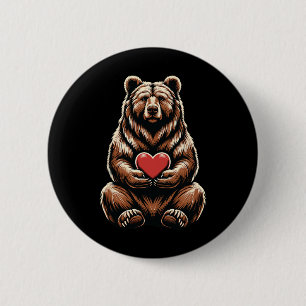 Bär hält Herz Valentinstag Süßer Valentinstag Button