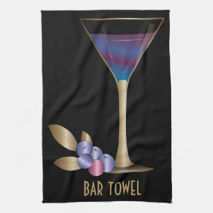 Bar Handtuch Blueberry Gold Martini Glas