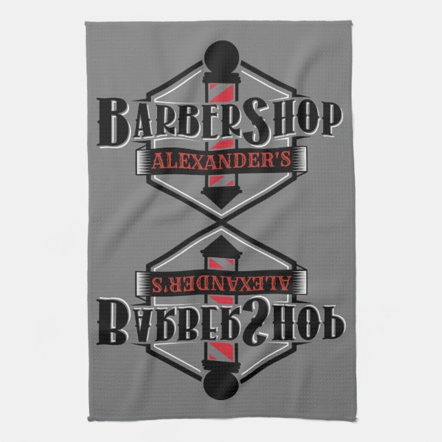 Bar Handtuch für Red n Black Barbershop Logo perso (Vertikal)