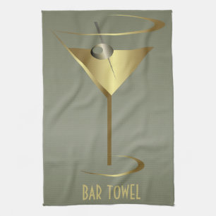 Bar Handtuch Gold Martini-Glas
