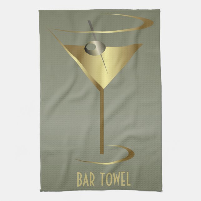 Bar Handtuch Gold Martini-Glas (Vertikal)