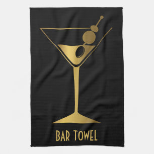 Bar Handtuch Gold Martini Glas
