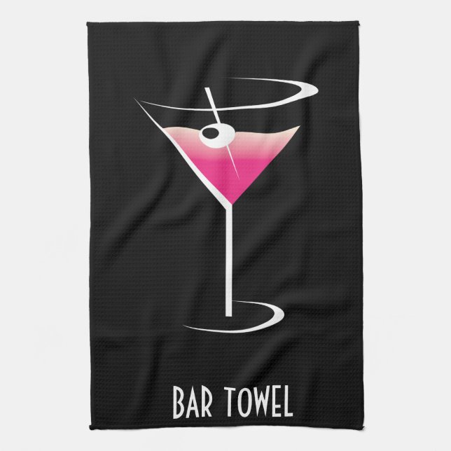Bar Handtuch Rosa Martini-Glas (Vertikal)